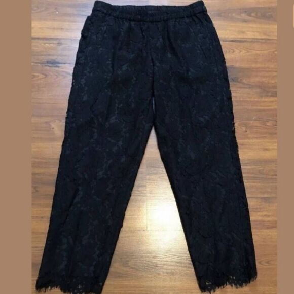 J.Crew Black Lace Overlay Pants Crop Ankle Length Size 4 NWOT - Picture 13 of 14